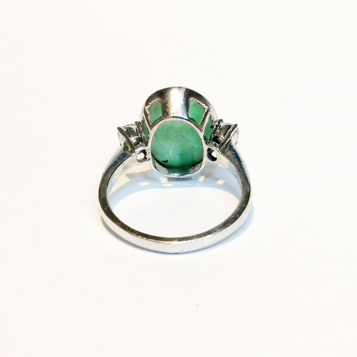 18ct White Gold Jadeite and Diamond Dress Ring