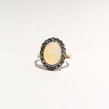 Antique Solid Opal and Old Cut Diamond Ring