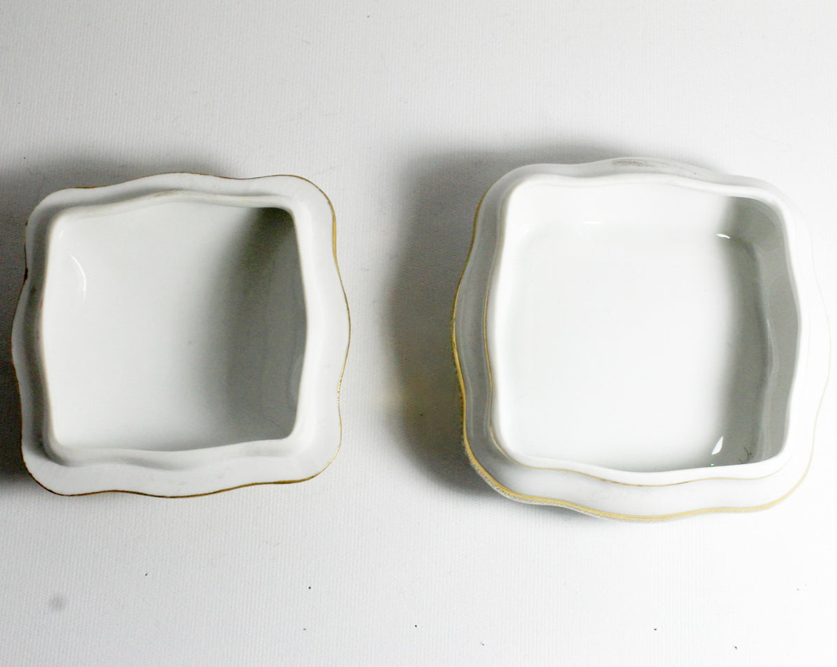 Vintage Limoge White and 22ct Gold Porcelain Jewellery Box