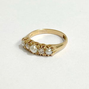 Antique Seed Pearl and Old Cut Diamond Bridge Ring