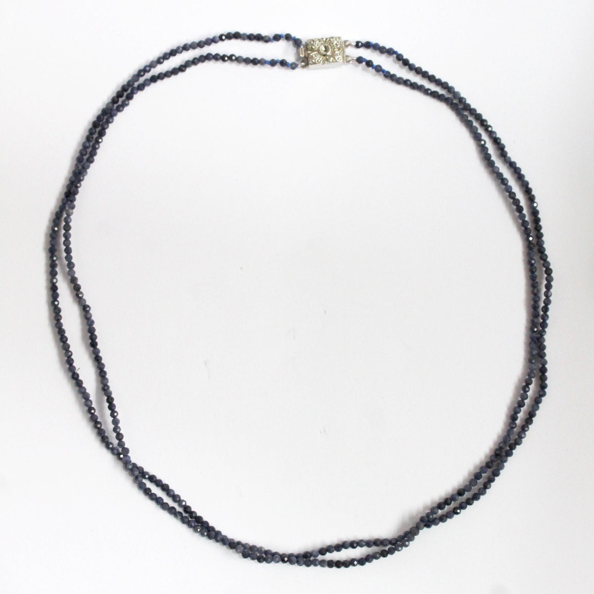 Silver Natural Sapphire Beaded Multi-Strand Necklace