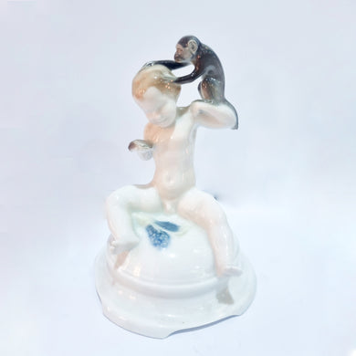 Antique Selb Bavaria Boy and Monkey Porcelain Figurine