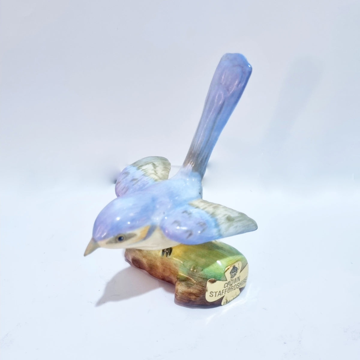 Antique Staffordshire Blue Wren Porcelain Figurine