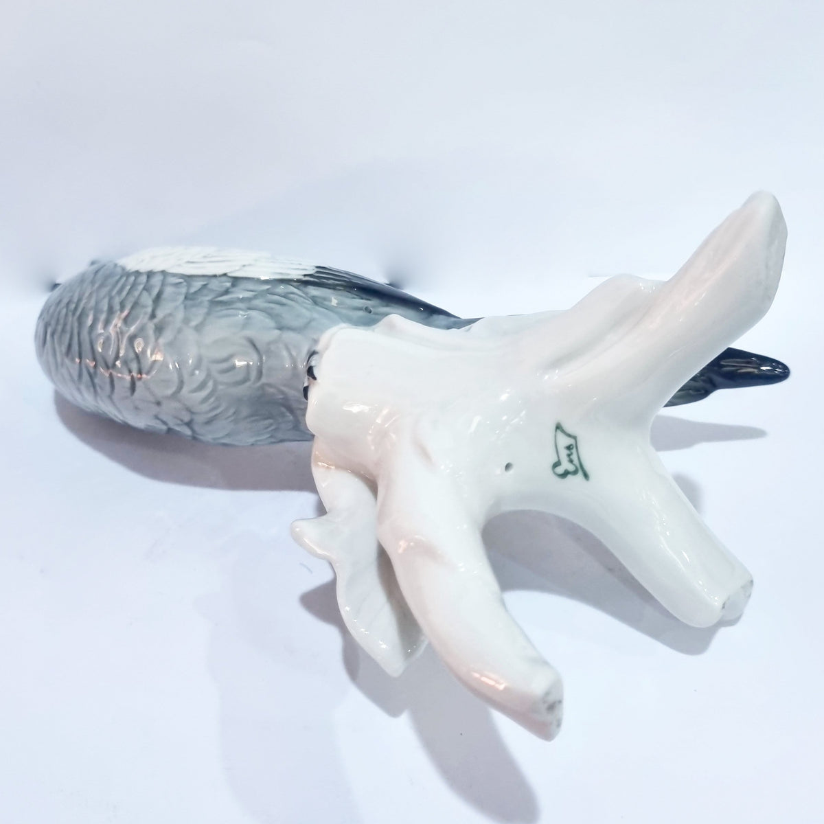 Antique Grey and Yellow Cockatiel Porcelain Figurine