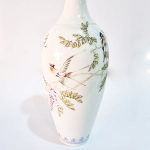 Antique Chinese Eggshell Porcelain Wisteria and Wren Vase