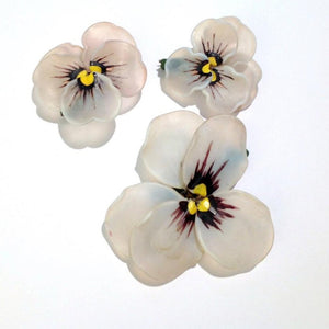 French Hand Painted Glass Pansies brooches (set of 3)