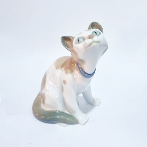 Antique Illadro Brown and White Cat Figurine