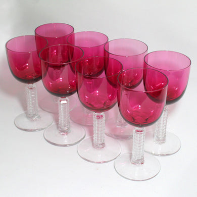 Vintage Ruby Red Wine Glass Set