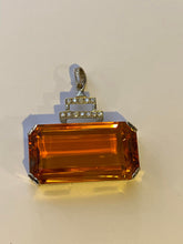 Natural Emerald Cut Citrine Pendant 9ct Gold