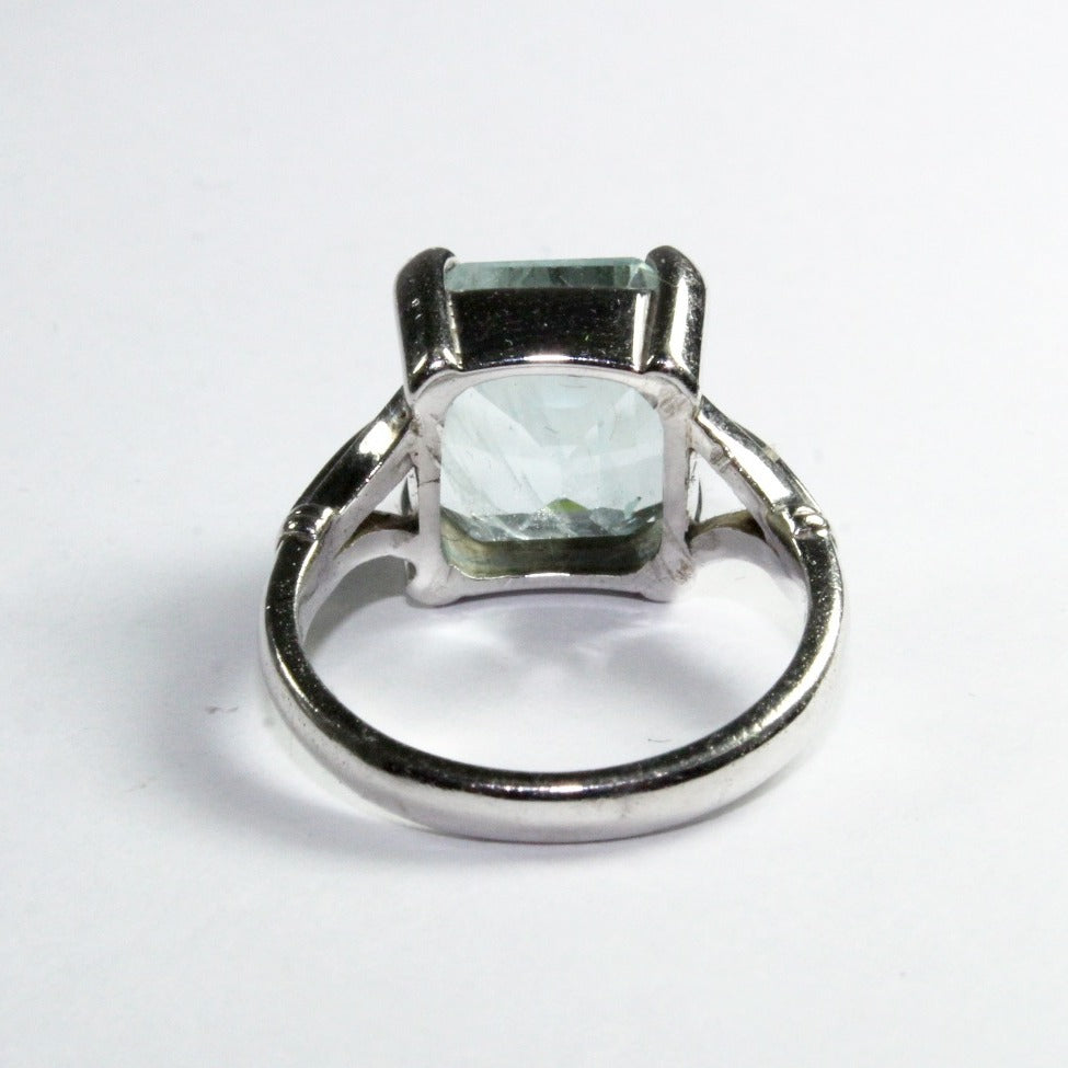 9ct White Gold Cushion Cut Aquamarine Dress Ring