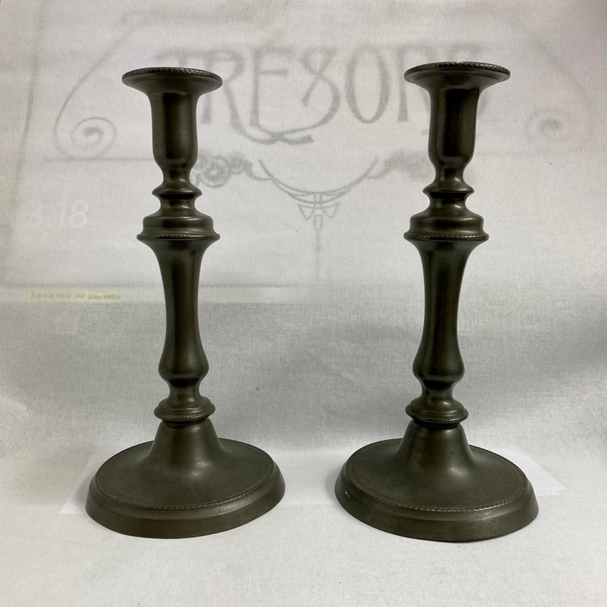 Pewter Large Candlesticks