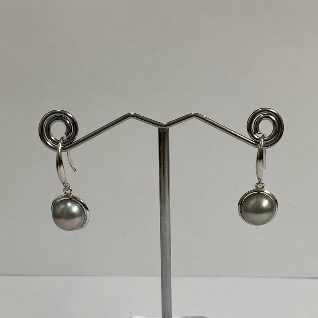 Freshwater Sterling Silver Grey Pearl Drop Earrings