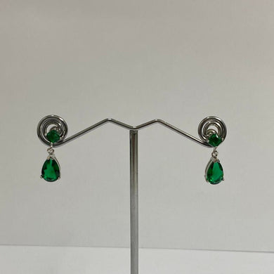 CZ Emerald Teardrop Stud  Earrings