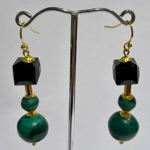 Malachite Sterling Silver Gold Plated Earrings