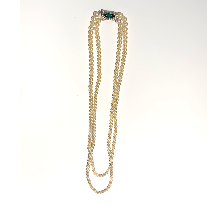 Cultured Pearl Double Strand Vintage Necklace