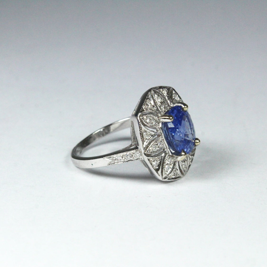 9ct White Gold 2.90ct Sapphire and Diamond Cocktail Ring