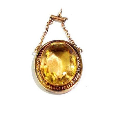Antique 9ct Yellow Gold 20ct Yellow Citrine Brooch