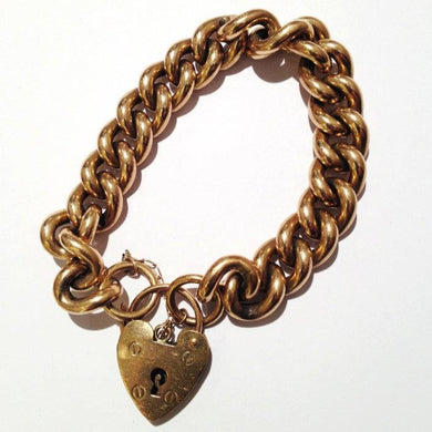 Antique Half Kerb Link Bracelet with Heart Lock