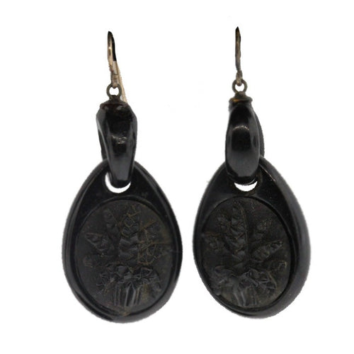 Victorian Whitby Jet Drop Earrings