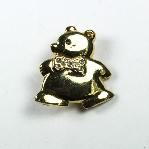 Silver Cubic Zirconia Teddy Bear Brooch