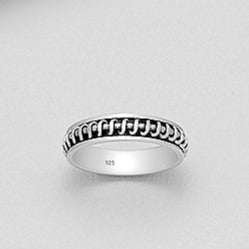 Sterling Silver Engraved Mens Band