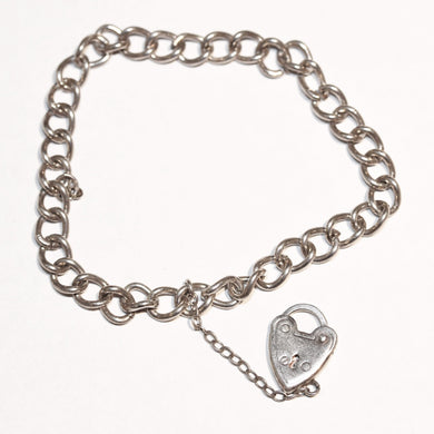 Sterling Silver Heart Pad Lock Childrens Bracelet