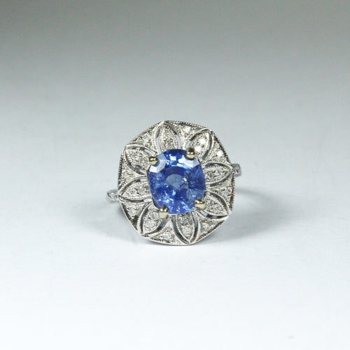 9ct White Gold 2.90ct Sapphire and Diamond Cocktail Ring