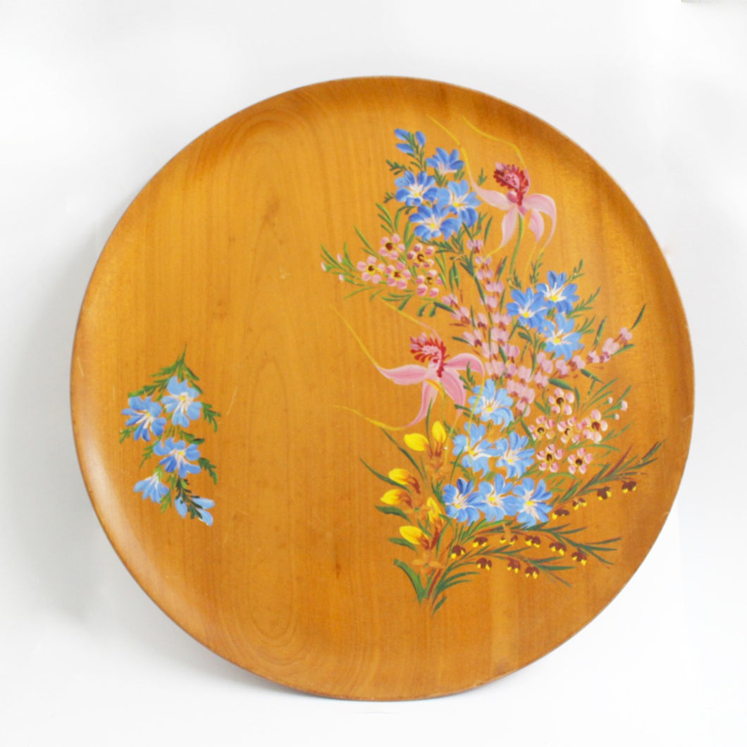 Vintage Huon Pine Wildflower Painted Wall Plate