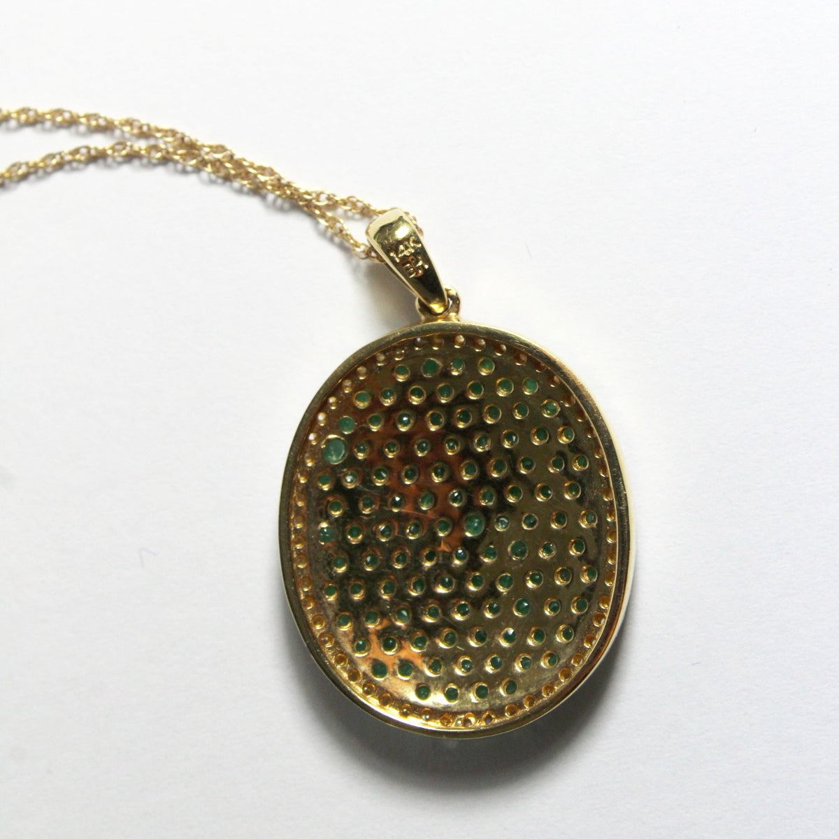 Vintage 14ct Yellow Gold Emerald and Diamond Pendant