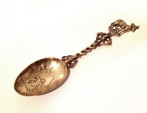 Silver Decorative Spoon with Farming Scene