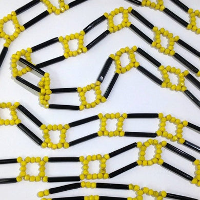 Vintage Flapper Yellow and Black French Jet Necklace