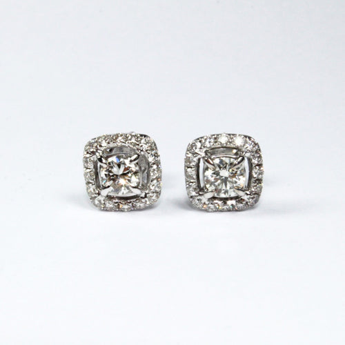 9ct White Gold Cushion Cut Diamond Stud Earrings