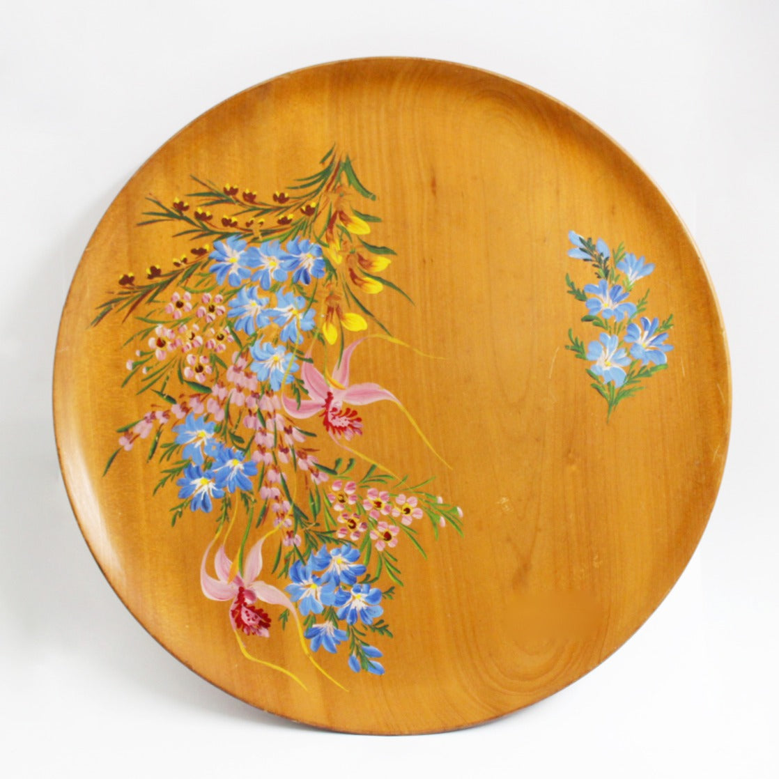 Vintage Huon Pine Wildflower Painted Wall Plate