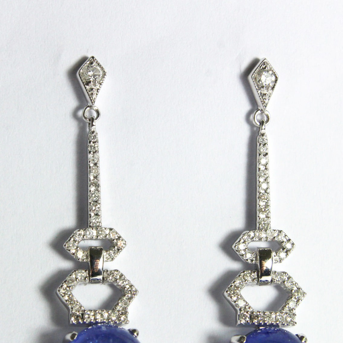 Cabochon Tanzanite and Diamond Stud Earrings