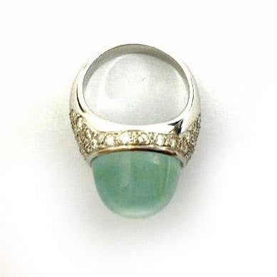 White Gold Aquamarine and Diamond Ring