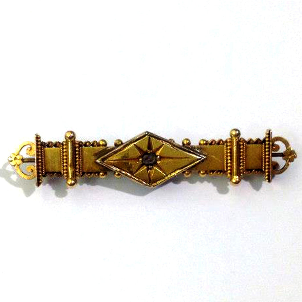 Victorian Rough Cut Diamond and Gold Brooch