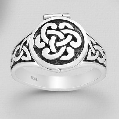 Sterling Silver Celtic Knot Locket Ring