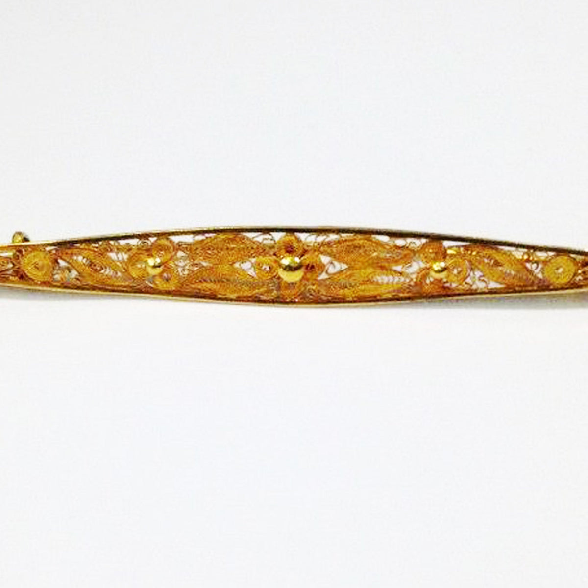 Large 22ct Gold Filigree Bar Brooch