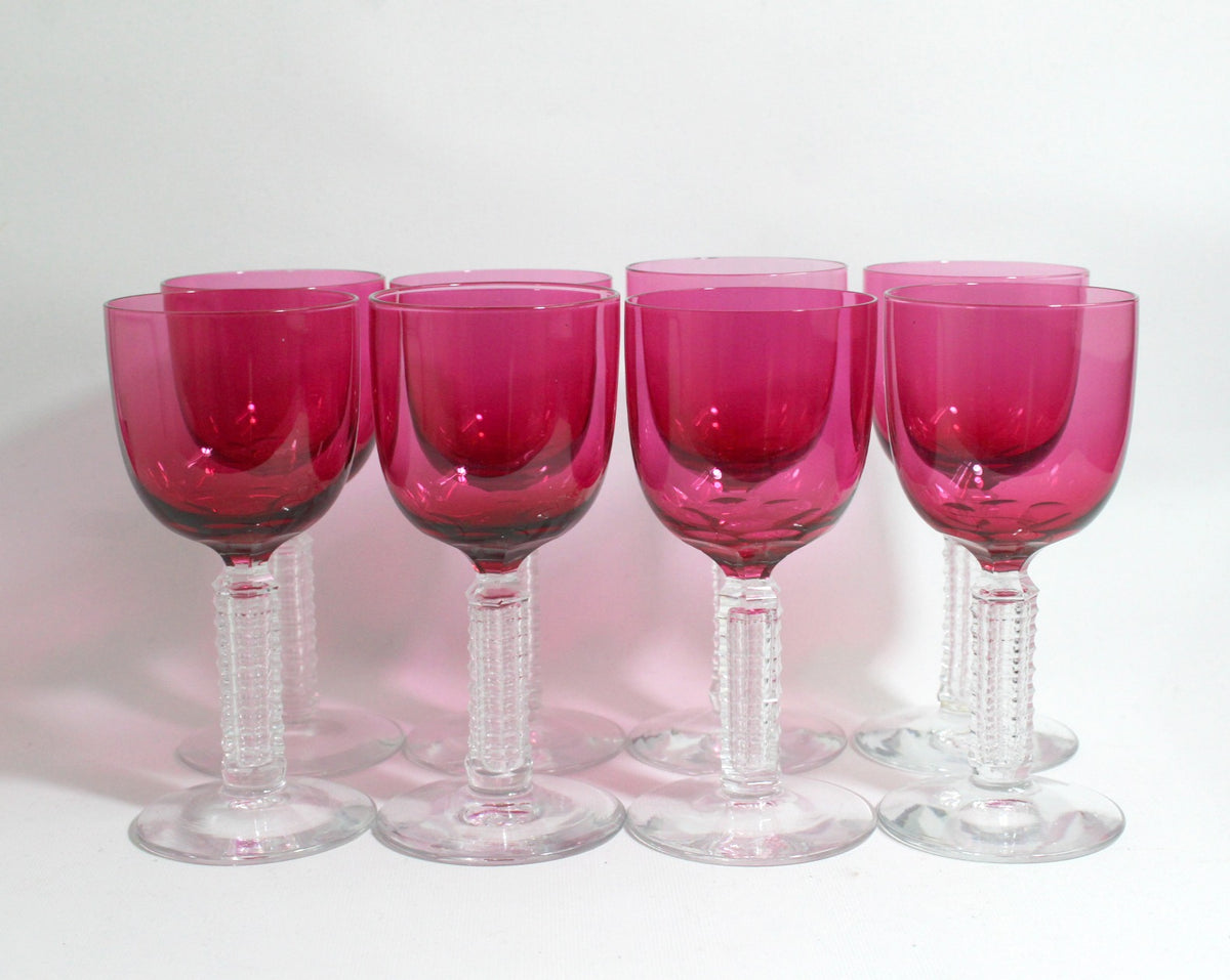 Vintage Ruby Red Wine Glass Set