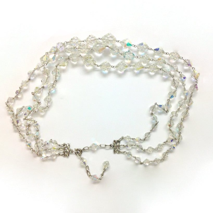 Antique Clear Borealis Crystal Multi-Strand Necklace