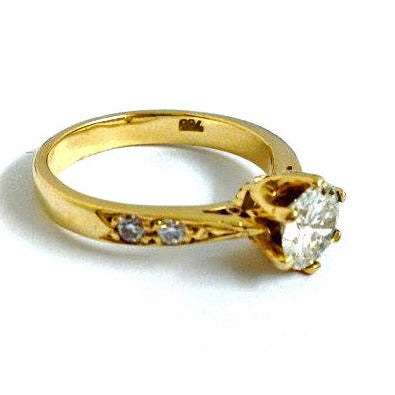 Natural Diamond and 18ct Yellow Gold Engagement Ring