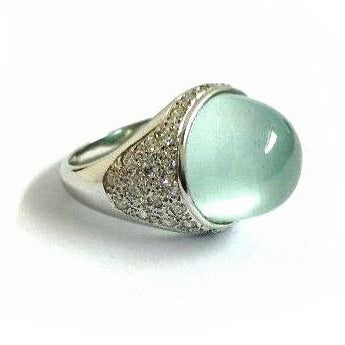 White Gold Aquamarine and Diamond Ring
