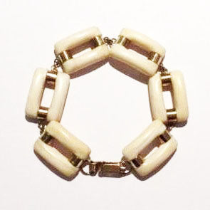 Vintage 9ct Yellow Gold Ivory Link Bracelet