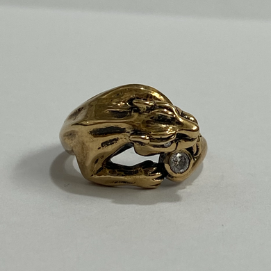 9ct Yellow Gold Diamond Panther Signet Ring