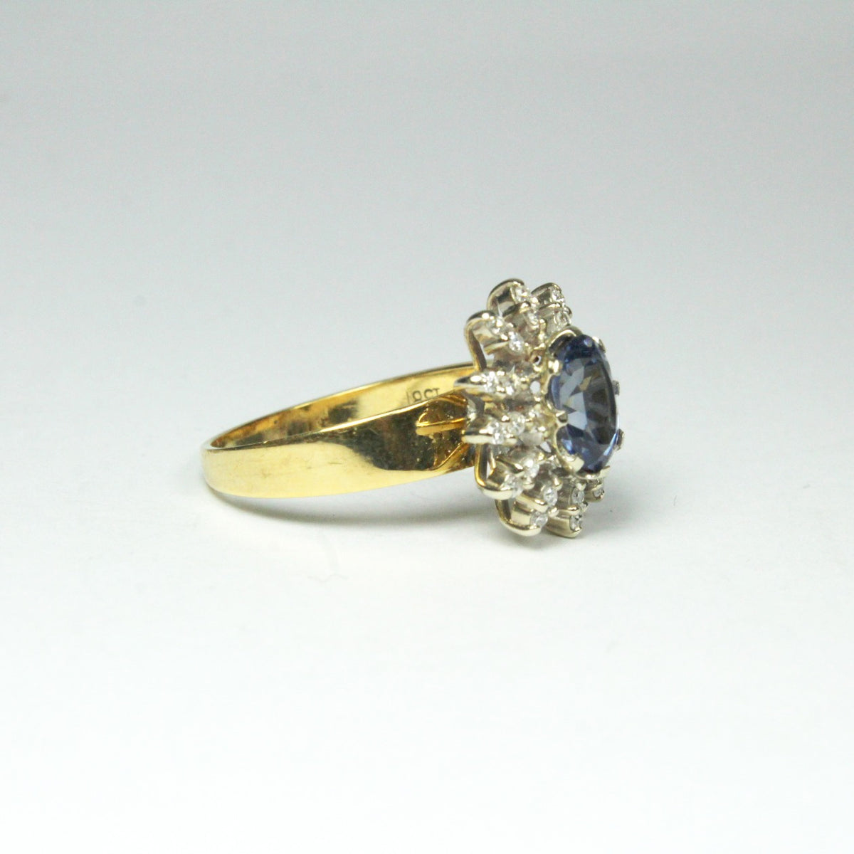 Vintage Ceylon Sapphire and Diamond Ring
