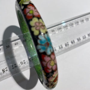 Vintage Cloisonné Flower Patterned Bangle