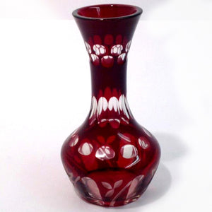 Antique Bohemian Flashed Ruby Glass Vase