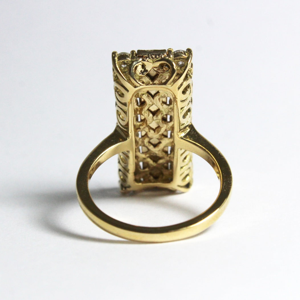 Old Cut Diamond and Seed Pearl Cocktail Ring
