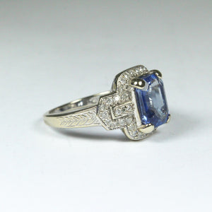 9ct White Gold 2.20ct Sapphire and Diamond Dress Ring