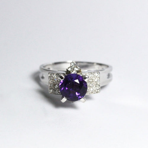 18ct White Gold Brazilian Amethyst and Diamond Dress Ring